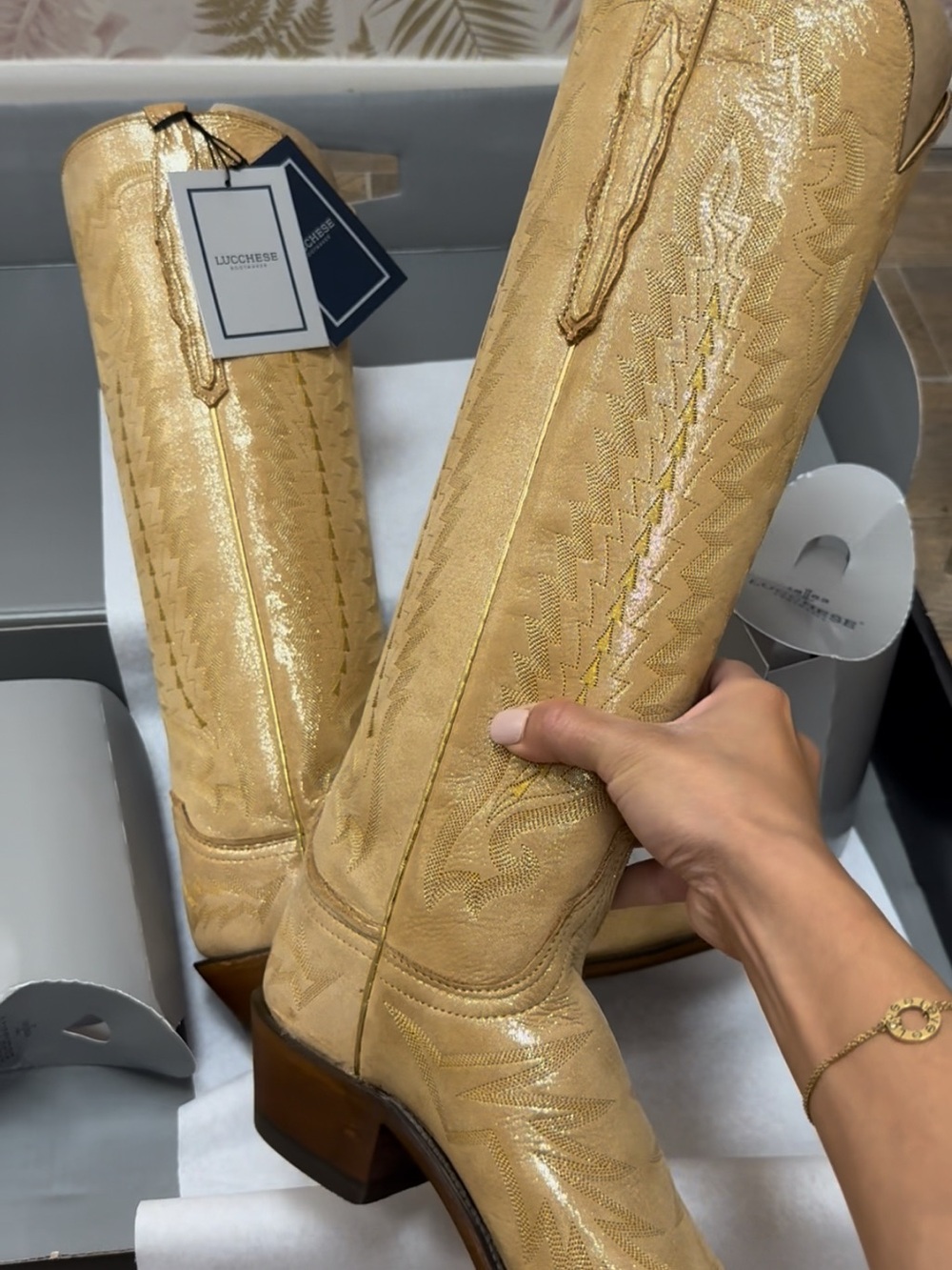 Lucchese Priscilla Champagne Shimmer